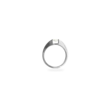 Solitaire Isabelle Barrier en or blanc serti de diamants naturels, taille 53